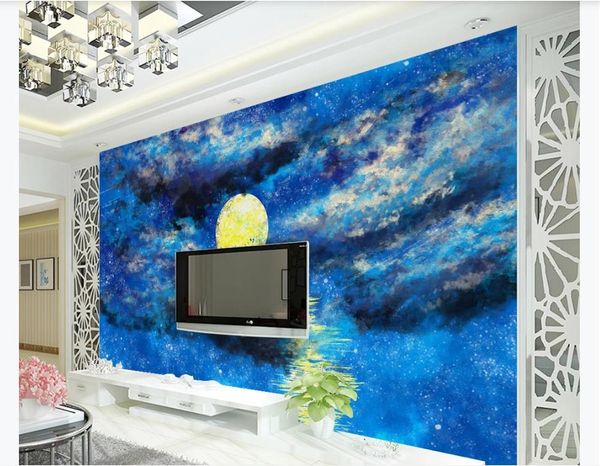 Fonds d'écran Personnalisé 3D Po Peinture À L'huile Papier Peint Bel Univers Ciel Étoilé Mural Salon Sofe TV Fond Papier Peint