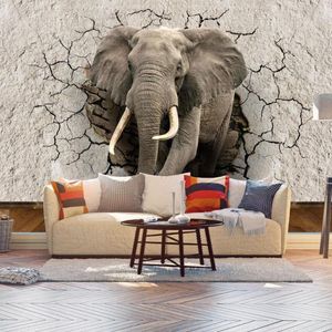 Fonds d'écran Personnalisé 3D Po Papier Peint Animal Éléphant Cassé Mur Mural Salon Chambre Étanche Décor À La Maison