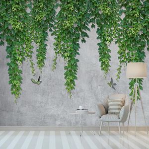 Wallpapers Custom 3D Po Wallpaper Groene Wijnstok Boom Blad Vogel Moderne Woonkamer Slaapkamer Studie Muurschildering Muurschildering Papel De Parede