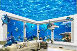 Fondos de pantalla Custom 3D Po Wallpaper Sea World World Roman Stereoscópico Space Dolphin Decoración del hogar Rollo no tejido