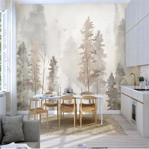 Wallpapers aangepaste 3D zelfklevend behang Noordse stijl muurschilderingen moderne minimalistisch bos slaapkamer muur versieren waterdicht
