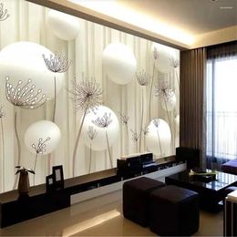 Fonds d'écran Custom 3D 3D Stereoscopic Wallpaper Pasping Dandelion Purals For Living Room