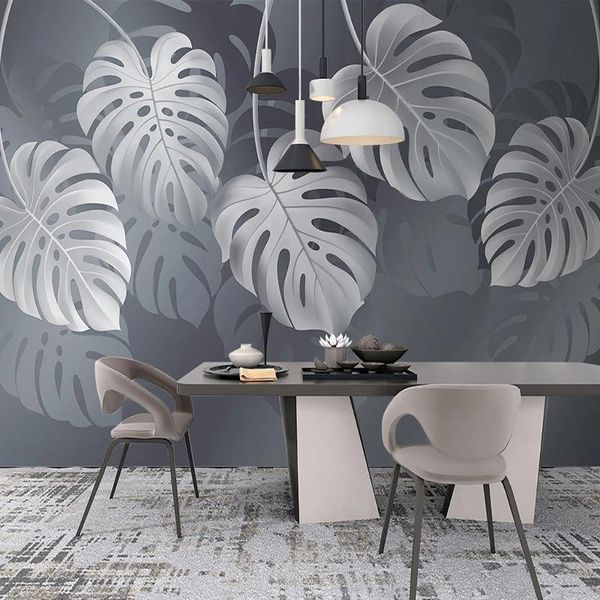 Fonds d'écran personnalisé 3D mural mural moderne plante feuilles po papier peint salon TV canapé chambre créative décor à la maison papel de parede fresque