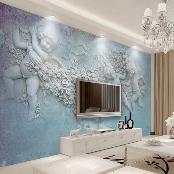 Fondos de pantalla Murales de pared 3d personalizados Estilo europeo Angel Po Fondos de pantalla Sala de estar TV Sofá Decoración del hogar Papel de Parede