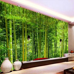Wallpapers Custom 3D Wall Murals Modern Green Bamboo Forest Po Wallpaper For Living Room TV Sofa Achtergrond Doek Home Decor Fresco