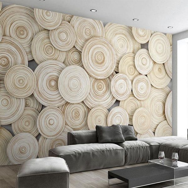 Fonds d'écran Personnalisé 3D Peintures Murales Moderne Bois Texture Po Papier Peint Salon TV Canapé Décor À La Maison Tissu Étanche 3 D