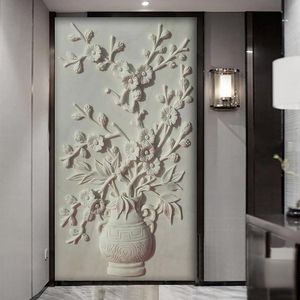Fonds d'écran personnalisés 3D peintures murales papier peint fleur vase en relief salon entrée fond po peinture papiers décor à la maison