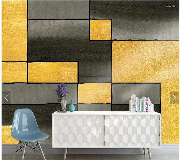 Fonds d'écran personnalisé 3D papier peint mural abstrait géométrique carré fresque pour salon chambre à coucher fond décoratif