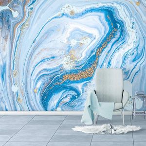 Wallpapers Custom 3D Wallpaper Mural De Parede Blue Marble Pattern TV Background Wall Painting Papers Home Decor Living Room Modern