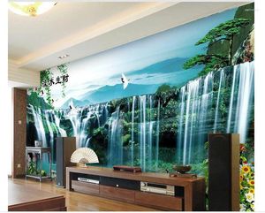 Fonds d'écran personnalisés 3D Fond d'écran Murale Green Paysage Waterfall Wall Secrals Home Decoration