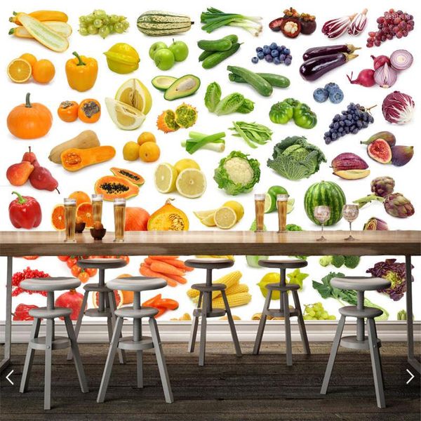 Fonds d'écran personnalisé 3D papier peint divers types de légumes et de fruits peintures murales pour la cuisine restaurant fond décoratif