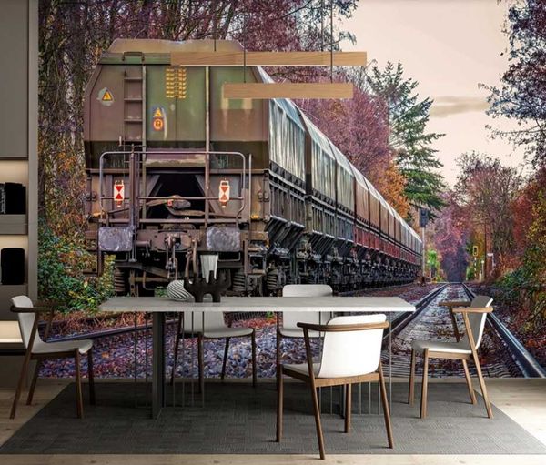 Fonds d'écran Personnalisé 3d Papier Peint Wilderness Train Railway Paysage Bar Ktv Tv Fond Peinture Murale