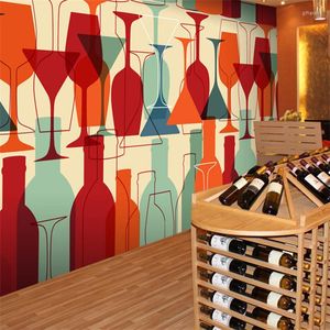 Wallpapers Custom Abstract 3D Wall Paper Red Wine Bottle Achtergrond Fresco Bar Restaurant Club Mural Winery Cellar Wallpaper