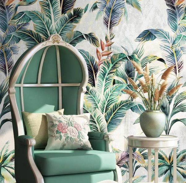 Fonds d'écran personnalisés Adesivo De Parede nordique plante tropicale Floral oiseau paradis papier peint pour salon Mural décoration de la maison