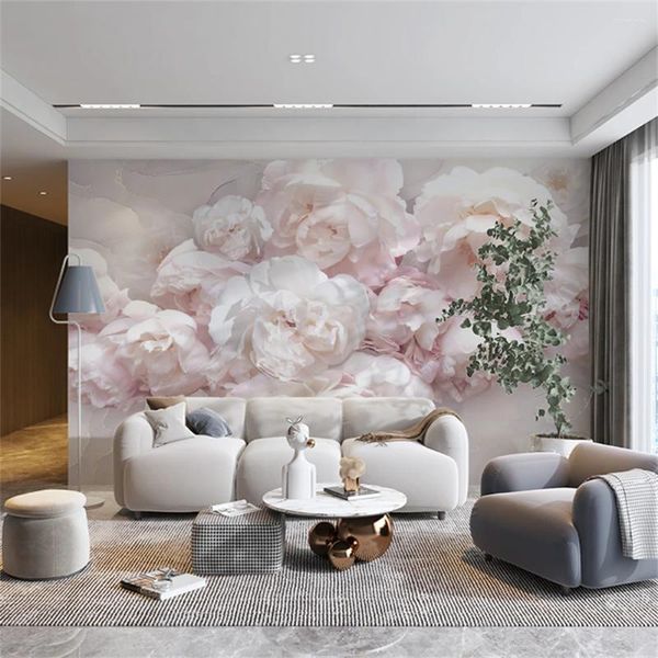 Fonds d'écran personnalisés American Flower Wallpaper Living Room TV Background Wall Tissu Tissu Couple de chambre à coucher 3d Art Mural Home Decor