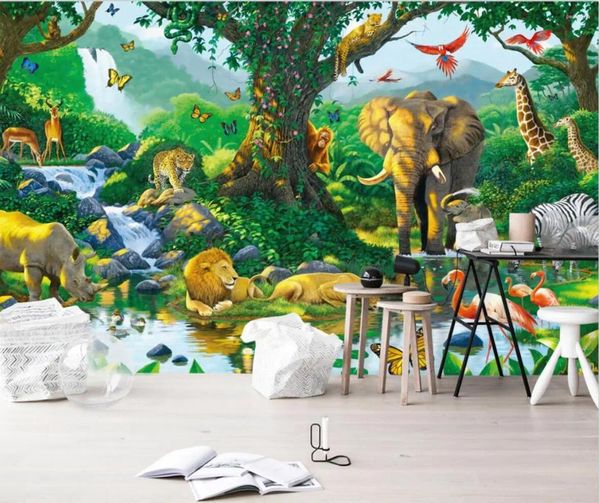Fonds d'écran Animaux personnalisés Monkey Elephant Mural Wallpaper For Paper Paper Living Room TV Fond Home Decor Papel de Parede 3d