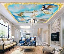 Wallpapers Custom Every Size 3d Stereo Angel plafond muurschilderingen behang woonkamer Blue Europe Plafonds