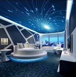 Fonds d'écran personnalisé bleu ciel plafonds décor à la maison stickers muraux moderne salon chambre 3D
