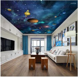 Fondos de pantalla Mural de techo personalizado Papel tapiz 3d Zenith para sala de estar Hermoso hermoso espacio Universo Planeta