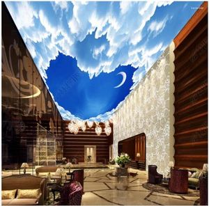 Wallpapers Custom plafond behang voor muren 3 d Zenith Mural HD 3D Fantasie hartvormige maan wolken muurpapier