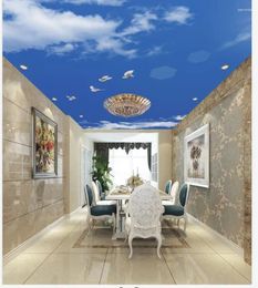 Fonds d'écran plafonds personnalisés Blue Sky Room Chambre Plafond Murale 3D Fond d'écran