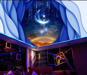 Fonds d'écran plafonds personnalisés rêve étoilé lune 3d plafond peinture murale papier peint