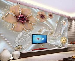 Wallpapers Custom Dream Crystal Swan Bloem Voor Woonkamer Parel TV Achtergrond Europa Muurschildering Behang Muren 3 D Muur Papier