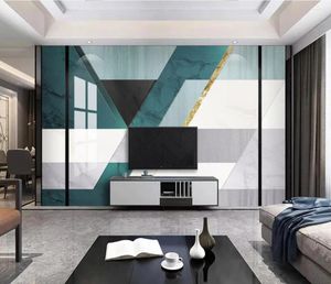 Fonds d'écran personnalisé Emerald Marble Wallpaper Mural For Living Room Decor TV Background Wall Painting Papel de Parede 3d Paper
