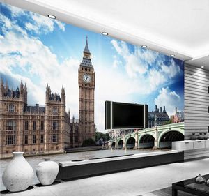 Wallpapers Custom European Style City Landschap Londen Big Ben Mural Wallpaper 3d Room El Restaurant Zittende achtergrond