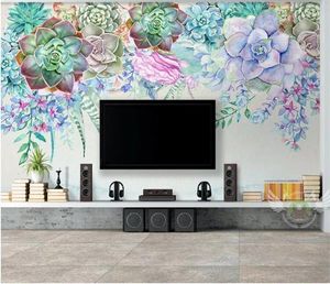 Fonds d'écran personnalisé mode papier peint soyeux frais succulents aquarelle style 3d stéréo TV fond papiers peints décor à la maison