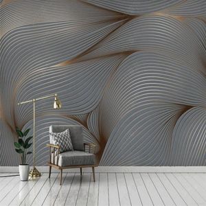 Behang Custom Geometrische Abstracte Lijnen Modern Minimalistisch Home Decor Muurschildering 3d Po Industrieel Behang Zelfklevend Behang