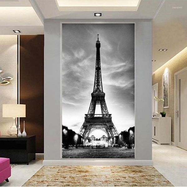 Fonds d'écran personnalisé décor à la maison 3d papier peint Non tissé tour Eiffel salon entrée couloir Collage décorations murales Restaurant