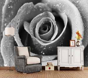 Wallpapers Custom Home Decor Papel de pared zwart -witte rozen muurschilderingen voor woonkamer slaapkamer bank achtergrond muur waterdicht wallpaper