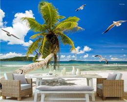 Fonds d'écran personnalisé amélioration de l'habitat 3D papier peint Mural plage Coco papier peint salon TV toile de fond papiers décor
