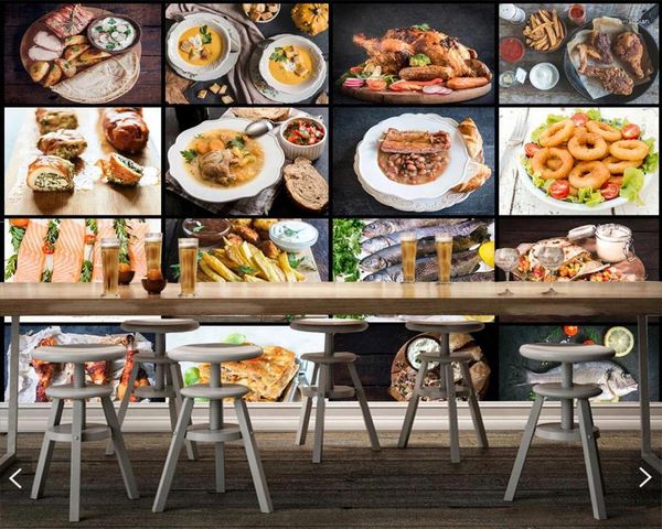 Fondos de pantalla Platos e ingredientes de cocina personalizados para murales Fondo de bar de restaurante usado Papel tapiz de decoración para el hogar