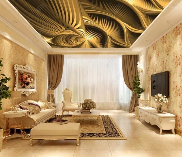 Fonds d'écran Personnalisé Grande Peinture Murale 3D Jin Huang Cancan Expansion En Trois Dimensions Espace Po Papier Peint Étude Salon El Plafond Fresque