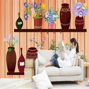 Wallpapers Custom Large hout gestreepte voor woonkamer bloemen po muur papieren huisdecor slaapkamer muren muurschilderingen natuur schilderen