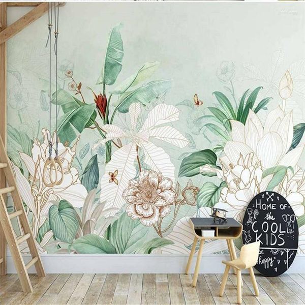 Fonds d'écran personnalisé moderne 3d papier peint Mural géométrique fleur feuille forêt TV fond papier peint salon chambre