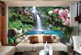 Fonds d'écran Custom Mountain Waterfall 3d Mural Paysage mural Murales muraux pour le salon