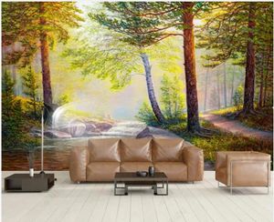 Fonds d'écran personnalisé mural 3D Po Fond d'écran européen Elk Forest Peinture à l'huile Sunshine Salon pour mur 3 D sur le