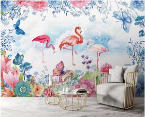 Wallpapers op maat muurschildering 3d Po behang op de muur handgetekende bloemen flamingo home decor woonkamer voor 3 D op rollen