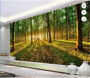 Fonds d'écran Personnalisé Mural 3d Po Papier Peint La Lumière Du Soleil Pénètre La Forêt Paysage Peinture Décor À La Maison Pour Les Murs Salon