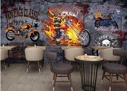 Fonds d'écran Murale personnalisée 3D PO Fond d'écran Motorcycle vintage Dorpainting Picture Mural mural pour les murs de salon 3 D