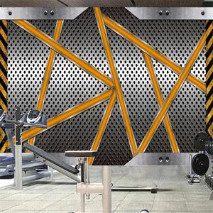 Fonds d'écran Personnalisé Murale En Métal En Acier Plaque Ligne Gym Bar KTV Fond Mur Décor Industriel 3D Po Papier
