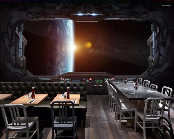 Fonds d'écran Murale personnalisée image 3D Room Wallpaper Universe Spacecraft Decoration Painting Wall Muraux pour murs 3 D