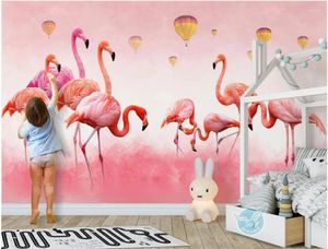 Fonds d'écran personnalisé mural Po 3D papier peint moderne simple flamant plumes chambre peinture peintures murales pour 3 D
