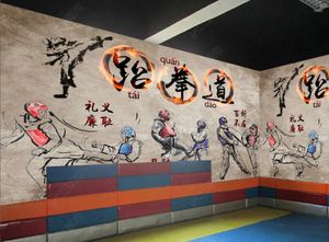 Fonds d'écran Personnalisé Mural Po Papier Peint 3D Rétro Nostalgique Taekwondo Gym Outillage Fond Décor À La Maison Pour Les Murs Salon