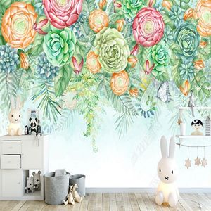 Wallpapers op maat muurschildering kleine pure en frisse tuin bloem behang zelfklevend behang slaapkamer achtergrond decoratie woondecoratie