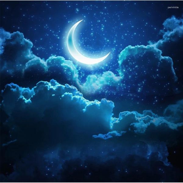 Fondos de pantalla Papel de pared mural personalizado 3D Sky Night Sky Crescent Moon Sala de estar estrellado Techo de dormitorio