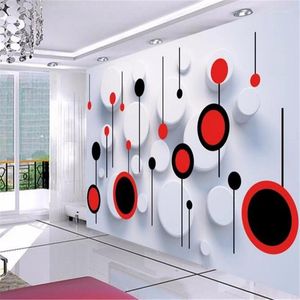 Fonds d'écran Papier peint mural personnalisé Papel De Parede 3D TV réglage mode cercle Po peintures murales papier peint pour murs 3 D autocollants